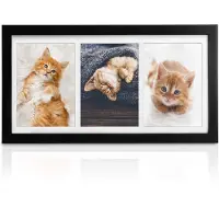 Bomoe Galeria fotolijst collage - fotokader collage voor 3 foto's 13x18cm - zwart fotolijst hout kunststof glas & passe-partout voor fotocollageen