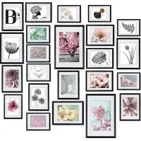 Bomoe Blossom – Fotolijst Collage – Set van 24 Fotolijstje 10x 10,5x15cm / 8x 13x18cm / 4x 15x20cm / 2x 20x30 – Kunststof Zwart