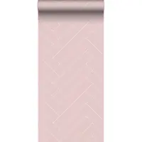 ESTAhome behang visgraat-motief oudroze en wit - 53 cm x 10.05 m - 139220
