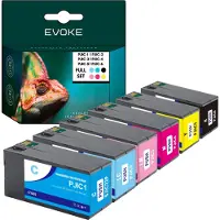 Evoke Set van 6 Epson PJIC1 PJIC2 PJIC3 PJIC4 PJIC5 PJIC 6 , 32 ml en 1000 pagina's zwart , 31 ml en 1000 pagina's elke kleur , compatibel met Discproducer PP-100N11 PP-50II PP100II PP100II
