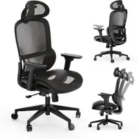 Sense7 Neyo Ergonomische Bureaustoel - Mesh Draaistoel - 3D-Armleuningen - Verstelbare Hoofdsteun & Hoogte - Zwart