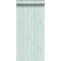 ESTAhome behang smalle sloophout planken vergrijsd mintgroen - 53 cm x 10.05 m - 128851