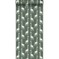ESTAhome behang giraffen donkergroen - 53 cm x 10.05 m - 139060