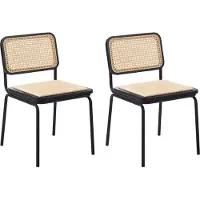 Beliani CORVALLIS - Set van 2 eetkamerstoelen - Zwart/Natuurlijk - PE rotan