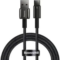Baseus Tungsten Gold Fast Charging USB naar USB-C kabel 1 meter (6A, 100W, zwart)