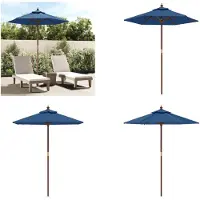 vidaXL - Parasol - met - houten - paal - 196x231 - cm - azuurblauw