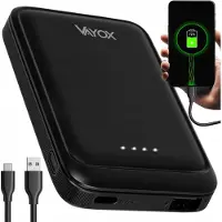 Vayox Powerbank VA0339 | 5000 mAh | USB-C ingang | USB-A uitgang + USB-C 5V 2.1A | Zwart