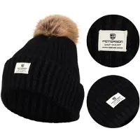 Peterson - Zwarte Wintermuts met Pompon - Warm - Elegant