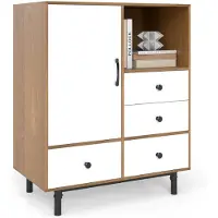 Costway Dressoir modern, buffet opbergkast met 4 laden en open vak, vrijstaande commode zijkast met metalen poten voor woonkamer, 80 x 45,5 x 97,5 cm (wit)