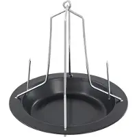 HTI Stalen kippenspit/kiphouder met schotel zwart 20 x 18 cm - Ovenschalen