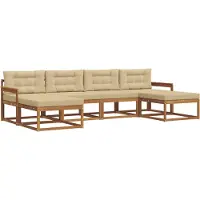 vidaXL Buiten bank set 6 st Natuurlijk en Beige