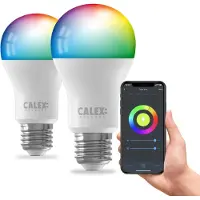 Calex Slimme Lamp - Set van 2 stuks - Wifi LED Verlichting - E27 - Smart Lichtbron - Dimbaar - RGB en Warm Wit - 9.4W