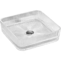 Mexen Nira glazen opbouw wastafel 39 x 39 cm, transparant - 24203900