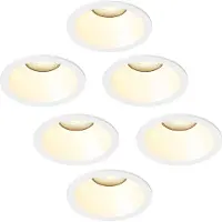 LEDVION – 6x LED Inbouwspot Rond Ø85mm – Wit – 3W – GU10 – 2700K – IP20