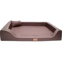 Tierlando Orthopedisch LUXE hondenbed MELODY, latex, anti-haar, kunstleer - Afmetingen: 85x60cm | Kleur: 01 Bruin