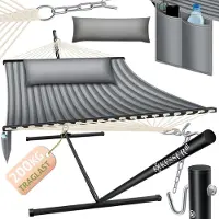Kesser Hangmat HILL met Kussen Dubbele Hangmat voor 2 Personen-Stabiel Frame - 200kg Draagvermogen Binnen & Buiten XXL Hangstoel Dubbel Multi-Persoons Tuin Zwembad Balkon Terras - Grijs