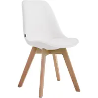 CLP stoel Manado, bekleding van kunstleer, met zitkussen en houten poten. Frame: wit. Framekleur: naturel