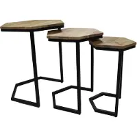 HSM Set van 3 bijzettafels Rachel | HSM Collection hout naturel 50x50x65 cm bijzettafels | NADUVI