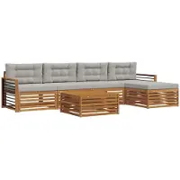 vidaXL Buiten bank set 6 st Natuurlijk en Licht Grijs
