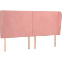vidaXL Hoofdbord met randen 163x23x118/128 cm fluweel roze