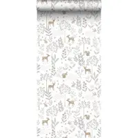 ESTAhome behang bos met bosdieren lila paars en beige - 53 cm x 10.05 m - 139520