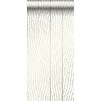 ESTAhome behang visgraat-motief wit en goud - 53 cm x 10.05 m - 139135