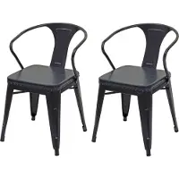 Mendler Set van 2 eetkamerstoelen HWC-H10d, stoel, keukenstoel, Chesterfield, metaal, kunstleer, industriële stijl, geschikt voor horeca zwart-grijs