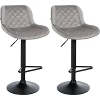 CLP Set van 2 barkrukken, draaibaar, met bekleding, voetsteun, modern metalen frame in matzwart