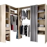 Vente-unique Verstelbare kledingkast GONTRAN - L164 / 214 CM - Eiken en grijs