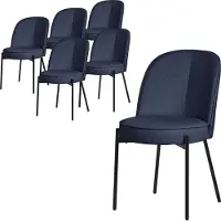 ML-Design Eetkamerstoelen set van 6 donkerblauw met rugleuning, gestoffeerde stoelen voor eetkamer & keuken