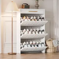 STILVORA schoenenkast met 6 vakken en 1 lade, compact schoenenrek, veelzijdig schoenenkast voor hal, woonkamer, kantoor, wit