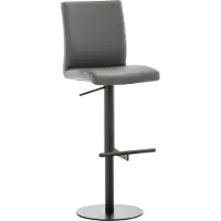 CLP barkruk Cadiz met kunstlederen bekleding, draaibaar en in hoogte verstelbaar, belastbaar tot 240 kg | Kleur: grijs, frame: zwart