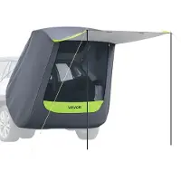 Vevor Achterklep-tent, autotent (1,5 x 1,5 m hoofdtent), waterdichte (PU2000 mm) kampeertent met zonnescherm en draagtas, SUV-achterklep-tent voor kamperen, wandelen, outdooractiviteiten, draagbaar