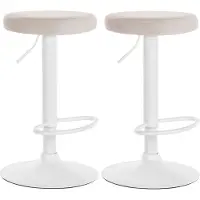 CLP Ponte Set van 2 barkrukken - Verstelbaar - Velvet - Fluweel - Metaal mat wit creme