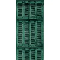 ESTAhome behang verweerde houten Franse vintage louvre luiken smaragdgroen - 53 cm x 10.05 m - 138885