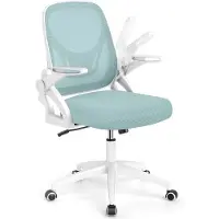 Costway Bureaustoel, ergonomische bureaustoel met opklapbare armleuningen en kantelfunctie, computerstoel met ademend netweefsel, in hoogte verstelbaar, 360 graden draaistoel (blauw)