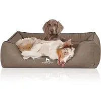 Knuffelwuff orthopedisch hondenbed Columbia van laser-gewatteerd kunstleer XL 105 x 75cm steenkleurig