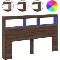 vidaXL Hoofdbordkast met LED-verlichting 160x17x102 cm bruin eiken