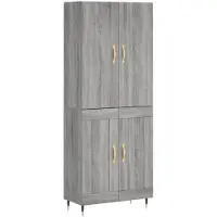 vidaXL Hoge kast 69,5x34x180 cm bewerkt hout grijs sonoma eikenkleurig
