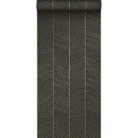 ESTAhome behang visgraat-motief zwart en goud - 53 cm x 10.05 m - 139136