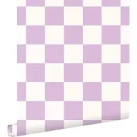 ESTAhome behang geblokt motief lila paars en wit - 53 cm x 10.05 m - 139997