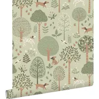 ESTAhome behang honden vergrijsd mintgroen - 53 cm x 10.05 m - 139712