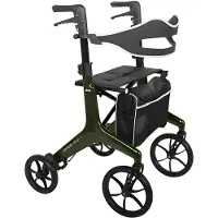 Drive Medical Drive AeroWalk Rollator - Carbon lichtgewicht 4,6 kg - Groen - Inclusief rugsteun, stokhouder en tas aan de voorkant
