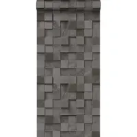 ESTAhome behang 3D-houtmotief zwart - 53 cm x 10.05 m - 138528