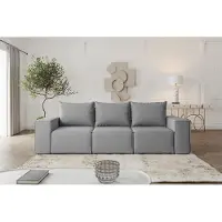 Fun-Möbel Bank Designersofa ESTELLE, 3-zits met slaapfunctie, bekleed met stof Opera Velvet, kleur grijs