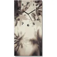 Tulup Wandklok - Palmbomen Moderne Wandklok Glas - 30x60 cm - Beige Wandklok Glas Decoratie - Zwarte handen - Rechthoekige Klok - Glazen Wandklok Design - Klok Glas Met Opdruk