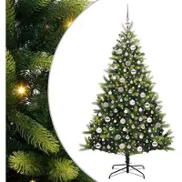 Syfax Kunstkerstboom met scharnier 300 LEDs Groen 180 cm PVC en PE