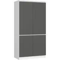 Akord Kledingkast S90 met 4 Deuren / Furniture Factory / Wit - Grafietgrijs / Moderne / 180x90x51 cm