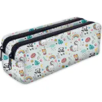 Ferocity Etui, pennenetui, etui met 2 vakken, schooletui, grappig 3D-motief, eenhoorn, panda [107]