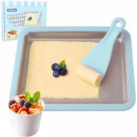 Löwenthal Rolled Ice Cream Maker - Zelf IJs Maken - Incl. 2 Spatels en Receptenboekje - Zonder stroom - Koelt tot -18°C - Teppanyaki - IJsmaker IJsmachine - IJsrolplaat - Blauw -
